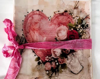 Valentine Glassine Bags: Vintage Heart & Flower Candy Gift Bags