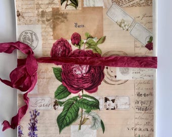 French Collage Glassine Bags: Vintage Ephemera, Junk Journal, Botanical (6"x9", Set of 12)