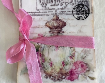Vintage French Perfume Bottle Glassine Bags: Decoupage Ephemera Set