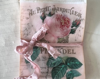 Redouté Rose Glassine Bags: French Ephemera, Junk Journal Supplies