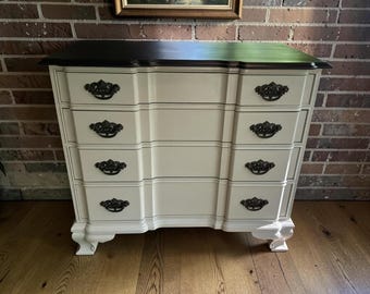 Refinished Ethan Allen 36" Bachelor's chest dresser-two toned cream & black