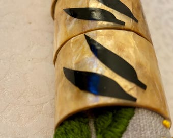 Vintage Philippine Shell Napkin Rings - Set of 4 Iridescent Mother-of-Pearl Table Accents - Handcrafted Boho Coastal Decor