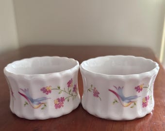 Vintage Spode Bone China Napkin Rings – Scalloped Floral Vine Set