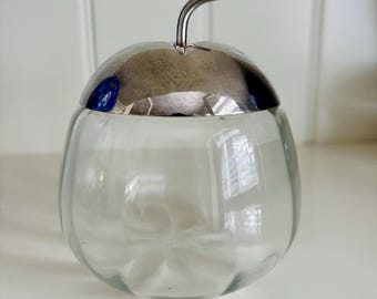 Vintage "Plato" Silver-Plated & Ribbed Glass Pear Preserve Pot