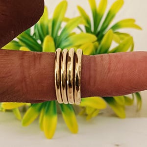 Set of 4 Minimalist Brass Stacking Rings, Simple Thin Bands, Boho Style Jewelry