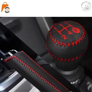 Housse de pommeau de levier de vitesse en similicuir et fibre de carbone, protection de poignée de levier de vitesse, accessoire intérieur sportif pour Fit Jazz City Aria GM GE