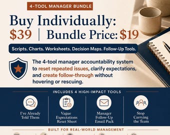 Accountability Without Micromanaging | Manager Conversation Toolkit | Employee Accountability, Delegation & Follow-Up PDF Bundle