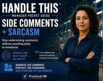 Side Comments & Sarcasm Conversation Script for Managers | Workplace Behavior Guide PDF