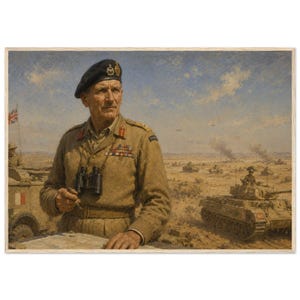 Field Marshal Montgomery Framed Poster | WW2 British Military History Wall Art | Personalized Historical Gift for Veteran or Historian