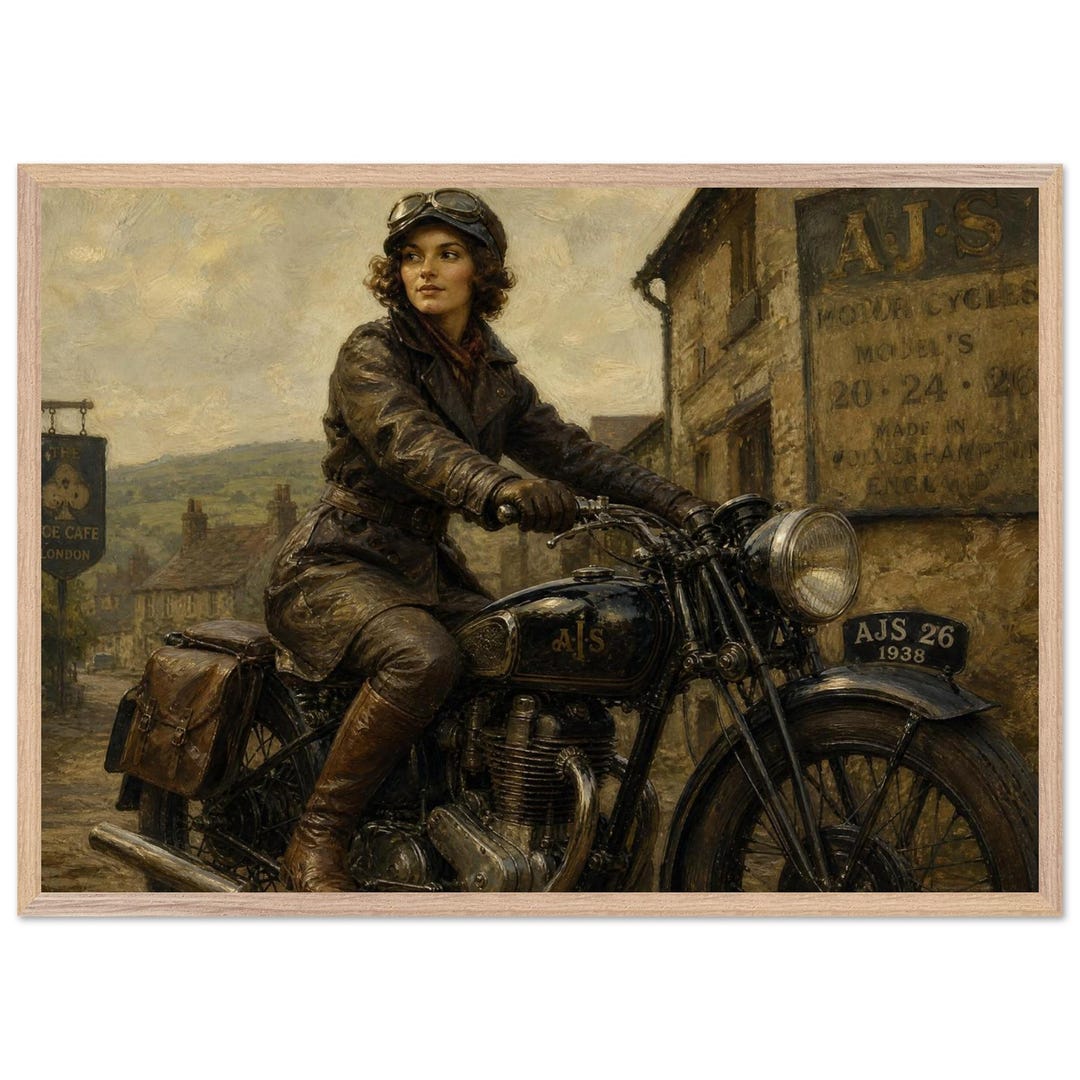 AJS Classic Motorcycle Framed Poster - Vintage Bike Wall Art