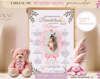 Christian baby decoration | Baby gift | Name & photo - GIRL