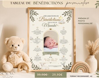 Decoración cristiana para bebé | Regalo para bebé | Nombre y foto