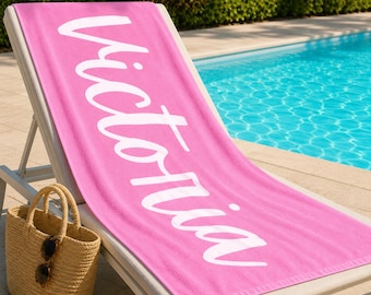 Personalized Name Beach Towel | Girls Classic Collection | Camp, Pool & Vacation Essential
