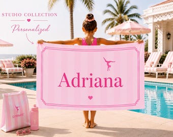 Personalized Gymnastics Beach Towel | Custom Dance Camp Towel for Girls | Summer Camp Gift