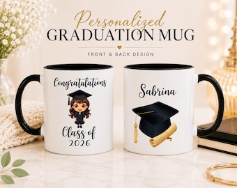Personalized Graduation Mug, Class of 2026 Gift, Custom Name Coffee Mug, Senior Graduation Gift for Her, College High School Graduate