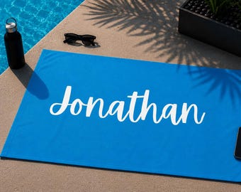 Personalized Beach Towel with Name | Custom Camp Towel | Pool & Beach Gift