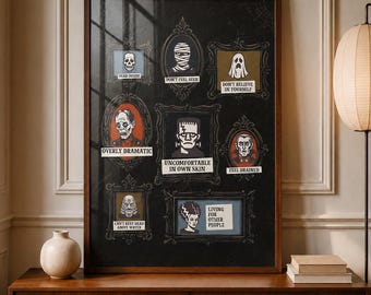 Halloween Wall Art, Which Monster Are You, Funny Halloween Decor, Vintage Horror Decor, Gothic Meme Wall Art, DIGITAL DOWNLOAD