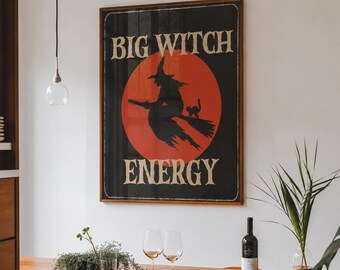 Vintage Halloween Witch Poster, Witchcore Printable, Funny Witch Decor, Spooky Season Print, Halloween Witch Wall Art, DIGITAL DOWNLOAD