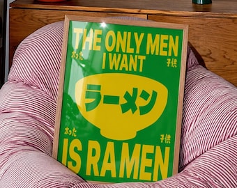Anime Kitchen Dopamine Decor, Funny Ramen Poster, Japanese Wall Art, Foodie Gift, Colorful Kitchen Print, DIGITAL DOWNLOAD