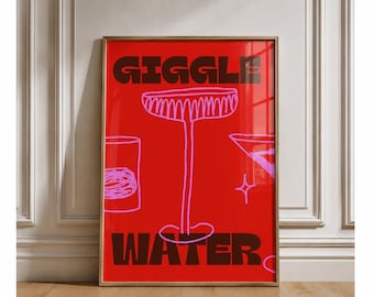 Kitchen Wall Art Print, Dopamin Decore, Cocktail Poster, Martini Glass, Bar Cart, Maximalist Wall Art, Maximalist Decor, DIGITAL DOWNLOAD