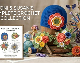 5 Crochet Flower Patterns PDF | Beginner Friendly Floral Designs (Digital Download)
