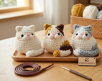 Chonky Cat Crochet Pattern, Amigurumi Calico Kitty Tutorial (PDF Download)