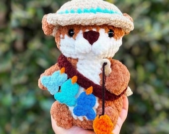 Crochet Otter Amigurumi Pattern PDF | Hat, Fish Accessories, Plush Toy (Digital Download)