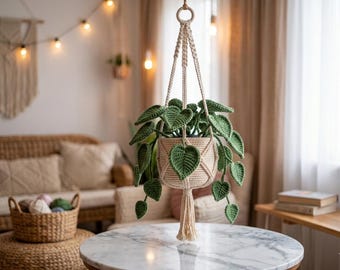 Crochet Hanging Heartleaf Plant Pattern (PDF), Amigurumi Tutorial, Boho Decor