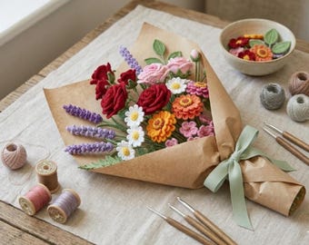 Crochet Flower Bud Pattern PDF, Mini Floral Bouquet Tutorial, Beginner Friendly Download