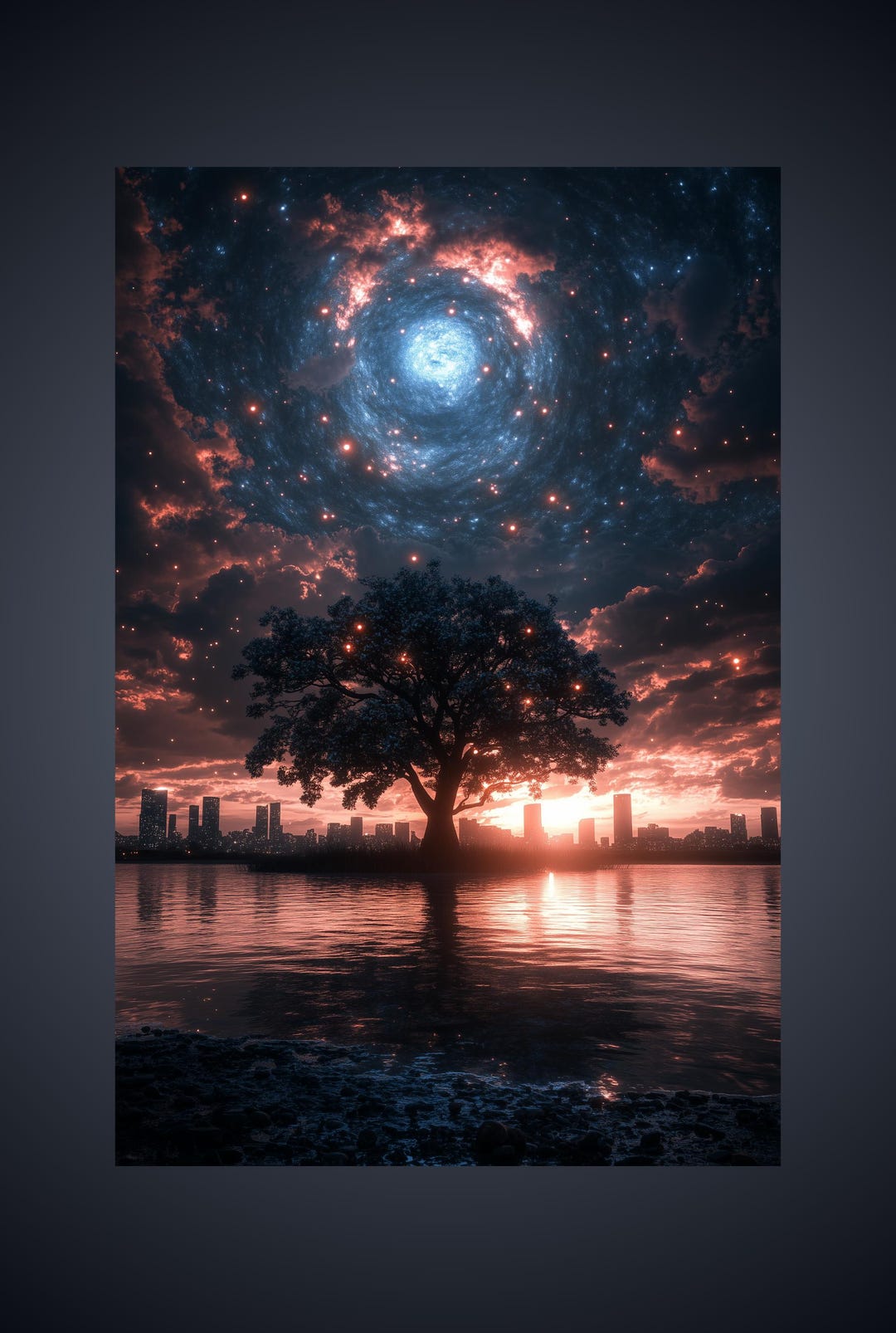 Cosmic Tree Art Print | Fantasy Nature Landscape Poster | Mystic Eye ...