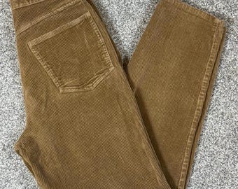 Pantalones de pana vintage Ralph Lauren, color marrón, tiro alto, pierna recta, corte minimalista, talla 6P