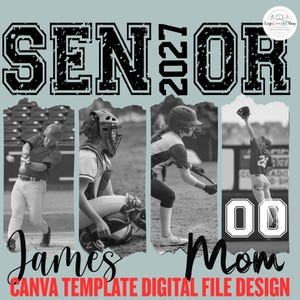 Senior 2027 Baseball Softball Canva Template, Photo Collage Editable Design, Senior Night Mom Shirt Template, Sports Digital Download