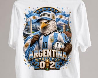 Argentina Soccer Fan PNG, Argentine Eagle Football Design, Argentina 2026 Shirt PNG, Blue White Sport Graphic, DTF Transfer Digital Download