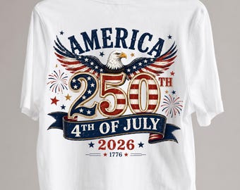 アメリカ独立250周年記念PNG、独立記念日昇華プリントデザイン、イーグル愛国DTF転写、7月4日、即時デジタルダウンロード