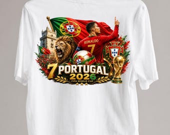 Portugal 2026 Soccer PNG, Number 7 Football Design, Portugal World Cup 2026 Png, Soccer Shirt Design, DTF Transfer PNG, Digital Download