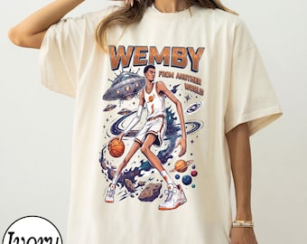 Comfort Colors® Wemby From Another World Shirt, Funny Basketball Outer Space Tee, Retro UFO Alien Hoops Graphic T-Shirt, Sports Fan Gift
