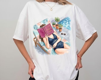 Comfort Colors® A Court Of Wings And Ruin Shirt, Sarah J Maas Booktok Tee, Poolside Reading Starry Swimsuit T-Shirt, Fantasy Book Lover Gift