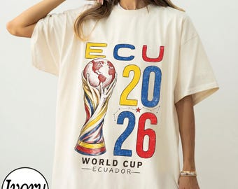 Comfort Colors® ECU 2026 World Cup Ecuador Shirt, Retro Soccer Championship Trophy Tee, Ecuador Football Fan Graphic T-Shirt, Sports Gift