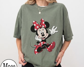 Comfort Colors Minnie Mouse Shirt, Vintage Disney World Tee, Cute Pink Polka Dot Bow Cartoon T-Shirt, Retro Magical Kingdom Vacation Gift