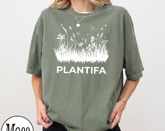 Comfort Colors® Plantifa Shirt, Funny Plant Lover Wildflower Tee, Sarcastic Gardening Graphic T-Shirt, Eco Friendly Moss Green Gift