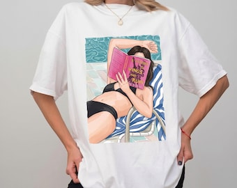 Comfort Colors® A Court Of Wings And Ruin Shirt, Sarah J Maas Booktok Tee, Poolside Reading Bikini Girl T-Shirt, Fantasy Book Lover Gift
