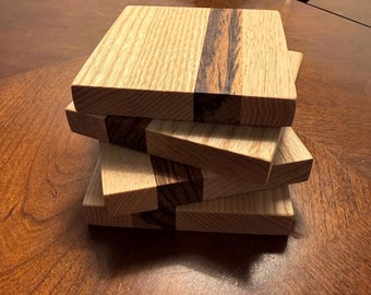 Sottobicchieri in legno di noce americano, frassino e zebrano