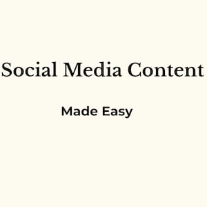 Peut inclure: Fond crème avec le texte "Social Media Content" en gras, noir. En dessous, le texte "Made Easy" est affiché dans une police similaire.
