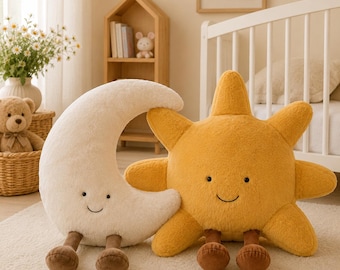 Pluszowa poduszka Słońce i Księżyc | Niebiański wystrój pokoju dziecięcego | Pluszowa zabawka Kawaii | Prezent na baby shower | Poduszka do pokoju dziecięcego