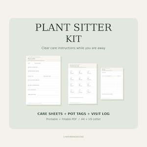 Peut inclure: Un kit de garde de plantes comprenant des documents PDF imprimables et remplissables aux formats A4 et US Letter. L'ensemble inclut une fiche de profil de plante, des étiquettes de pot numérotées et un journal de visite pour les soins.