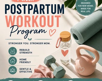 4-Week Postpartum Workout Program | Postpartum Fitness Plan | At-Home Mom Workout | Post Pregnancy Exercise PDF | New Mom Fitness Guide