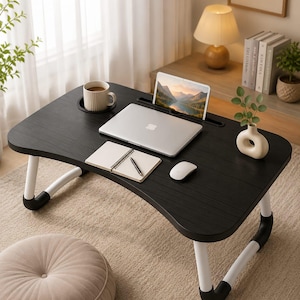Klappbarer Laptoptisch, tragbarer Betttisch, verstellbarer Frühstückstisch, Laptopständer, klappbarer Computertisch, Schreibtisch fürs Homeoffice
