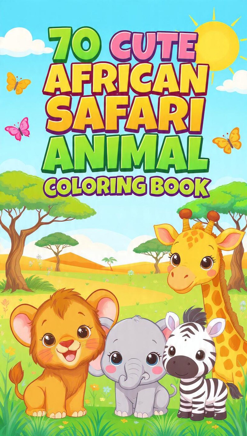 70 Cute African Safari Animal Coloring Book - Etsy Australia