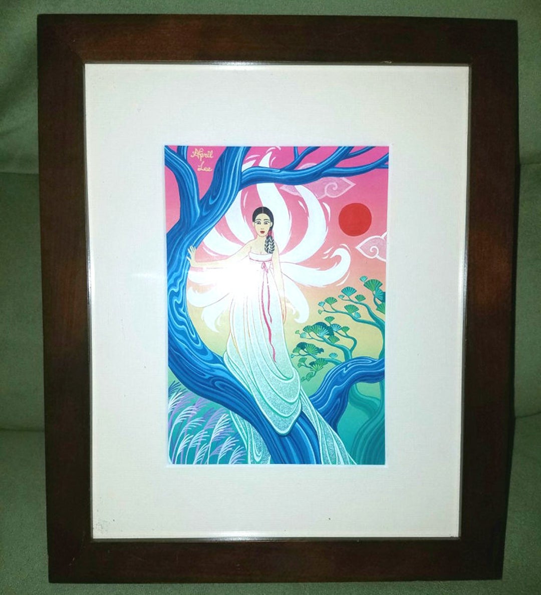 Framed Original 9 Tails Fox Lady Illustration Art Painting - Etsy