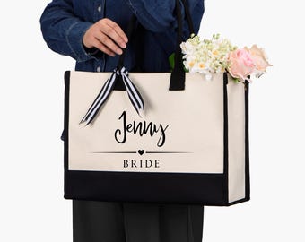 Bolso de mano personalizado para la novia, bolso de lona personalizado para regalo de boda.